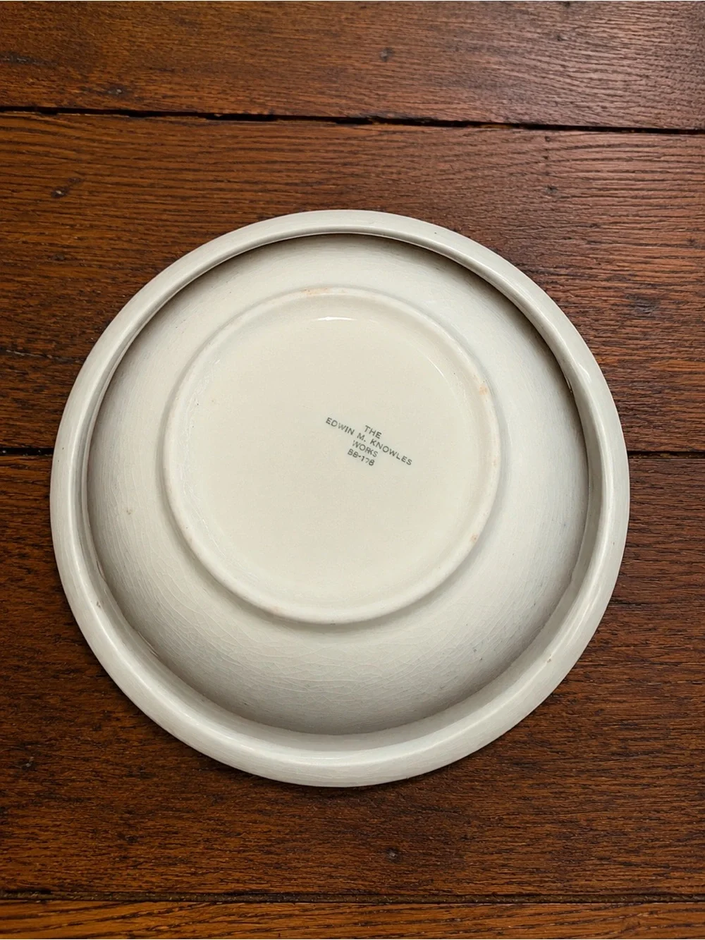 Vintage Edwin M. Knowles Floral Serving Bowl Blue Rim B.P.-178 8.1”